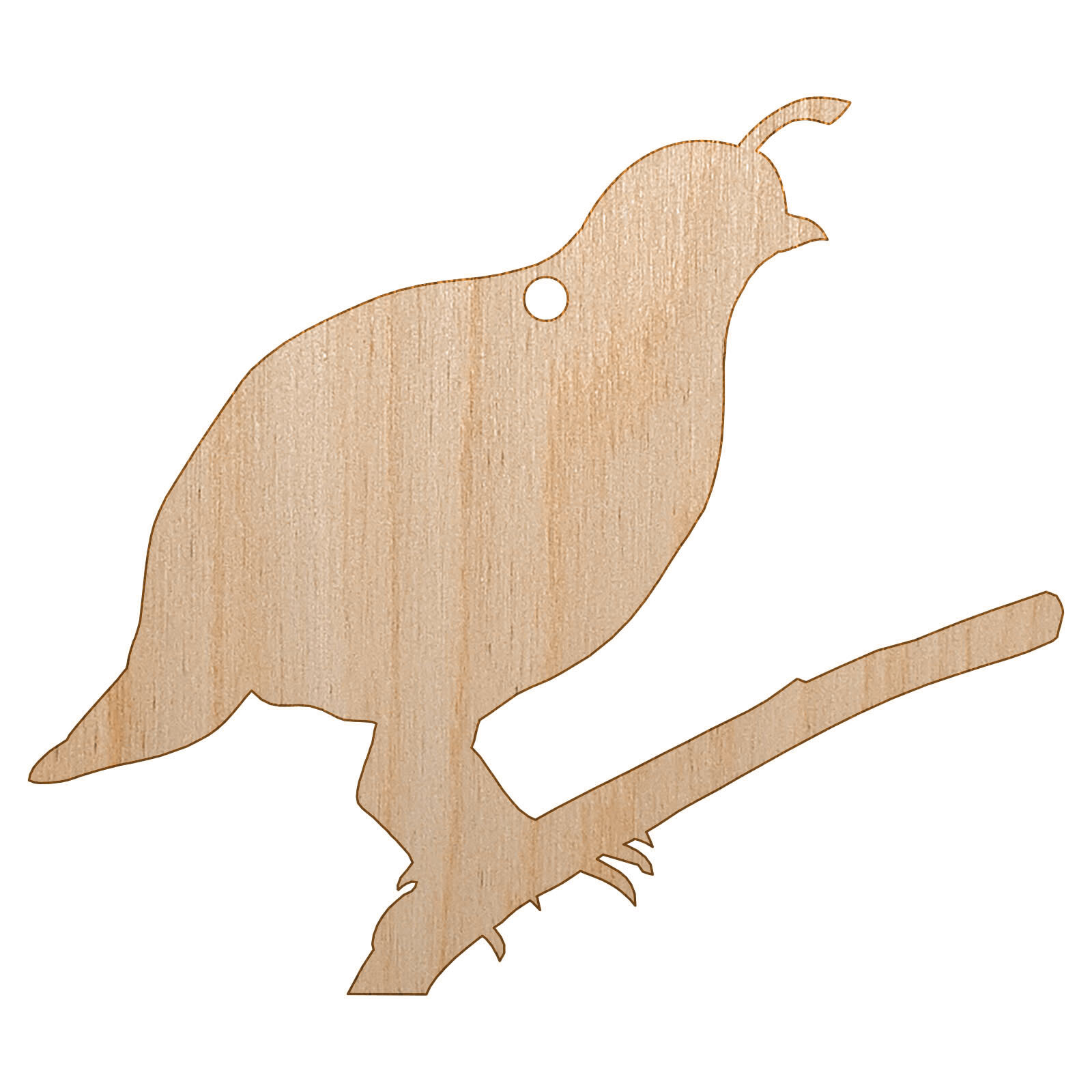 Quail Bird Solid Unfinished Craft Wood Holiday Christmas Tree DIY Ornament