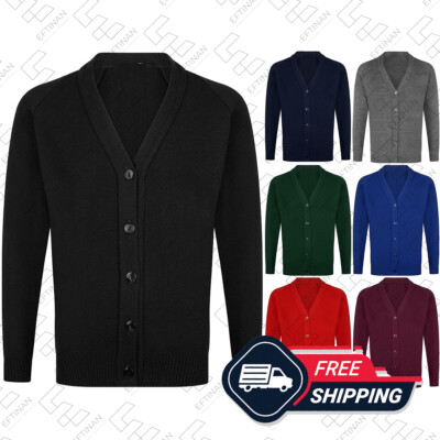 Mädchen Strickjacke Uniform Schule Langarm Premium Größe 2-18+ Jahre UK
