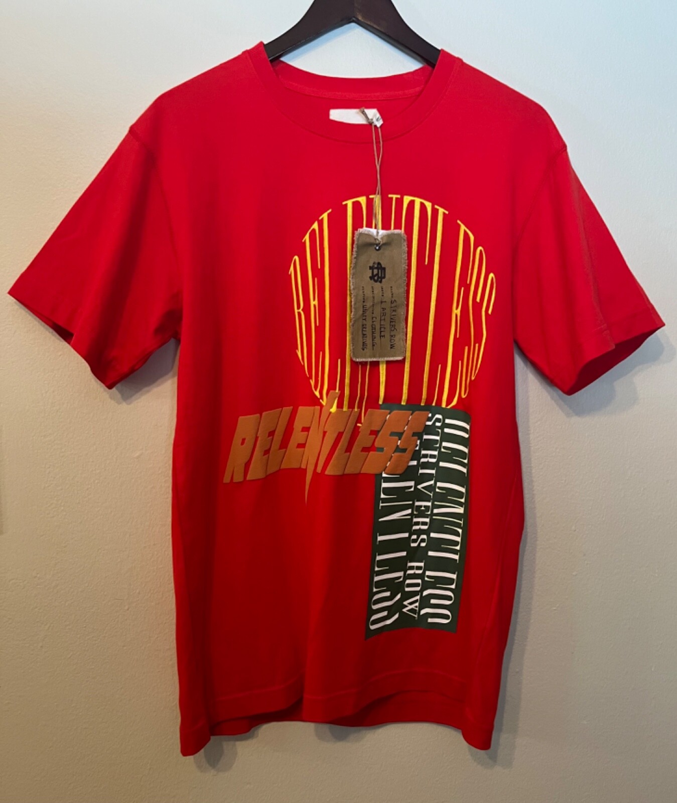 FILA T shirt a righe grafica celle a combustibile media M manica corta cotone rosso alto rischio