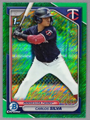 2024 Bowman Chrome Carlos Silva 1st Green Shimmer Refractor RC #28/99 Twins