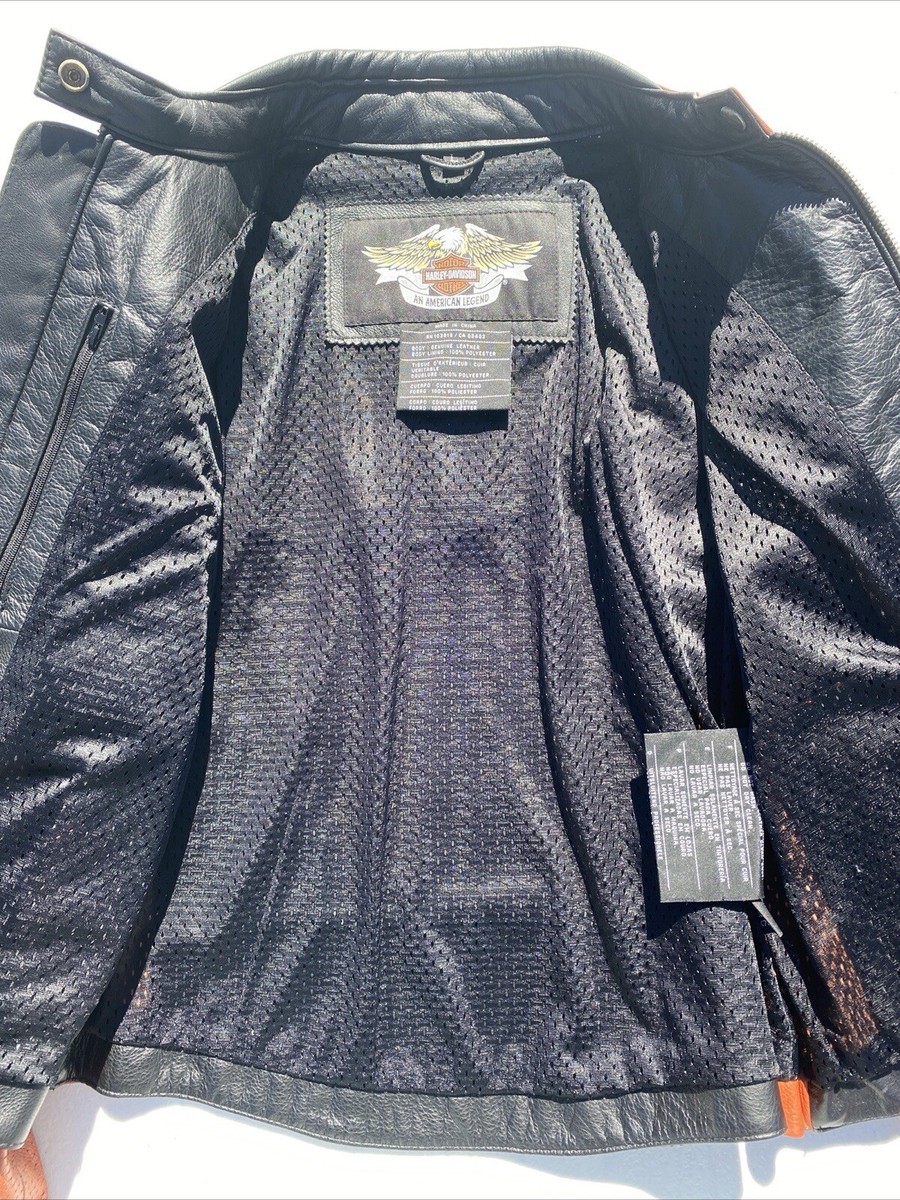 Harley Davidson Women WHIRLWIND Leather Jacket Large Racing Orange