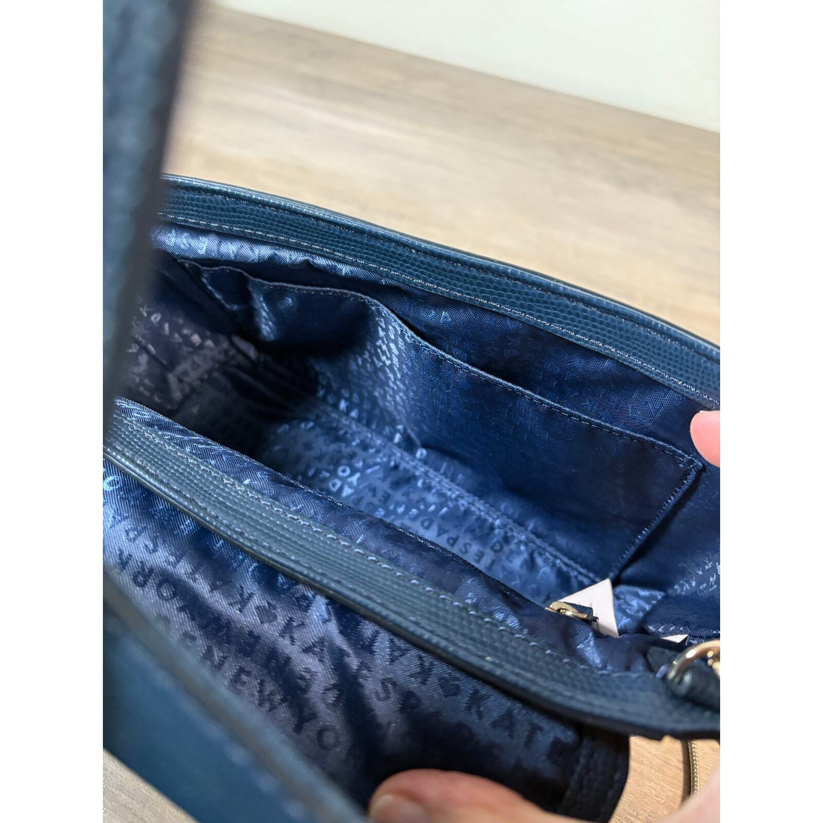 Kate Spade Riverside Street Emmie Petrol Blue Crossbody Bag Silver Chain Strap 