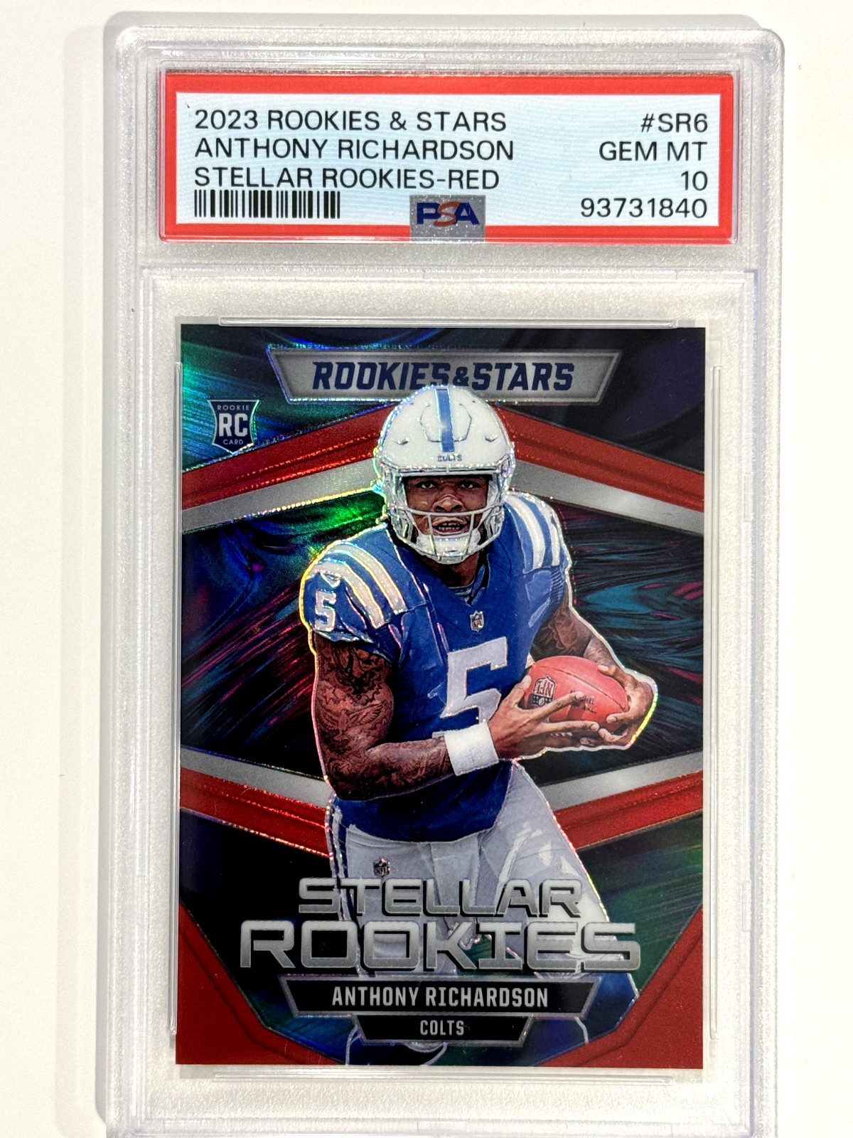 2023 Rookies & Stars Stellar Rookies Red #SR6 Anthony Richardson /99 PSA 10 Gem