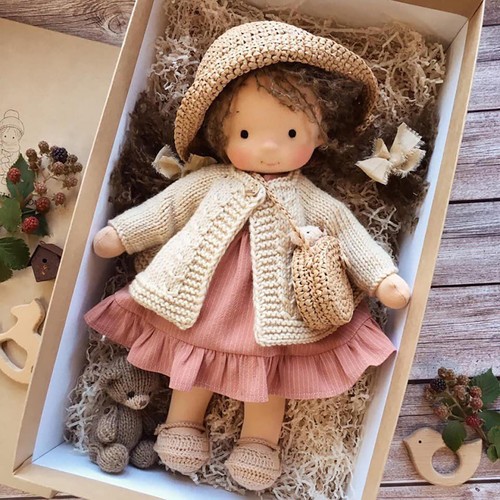 Puppe Waldorf handgemachte Plüschpuppe schöne Baumwolle Plüschpuppe Mädchen - Bild 7 von 16