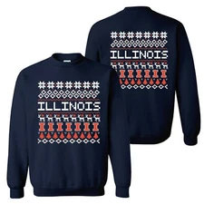 Illinois Fighting Illini Holiday Sweater Sweatshirt - Navy