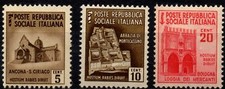 ITALIA  RSI 1944/1945 - MNH** 5/10/20c. Monumenti distrutti 2° emissione #K4N
