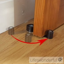 Chrome Door Stopper - Floor Mounted Swivel Type, Alternative to Wedges - Brown