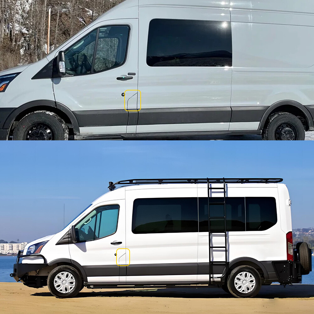 Fuel Filler Gas Cap Door Lid Housing & White Cap For 15-23 Ford Transit 150 250