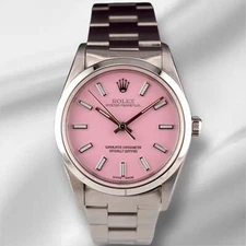 Rolex 34mm Oyster Perpetual PInk Dial Stainless Steel Watch 14000