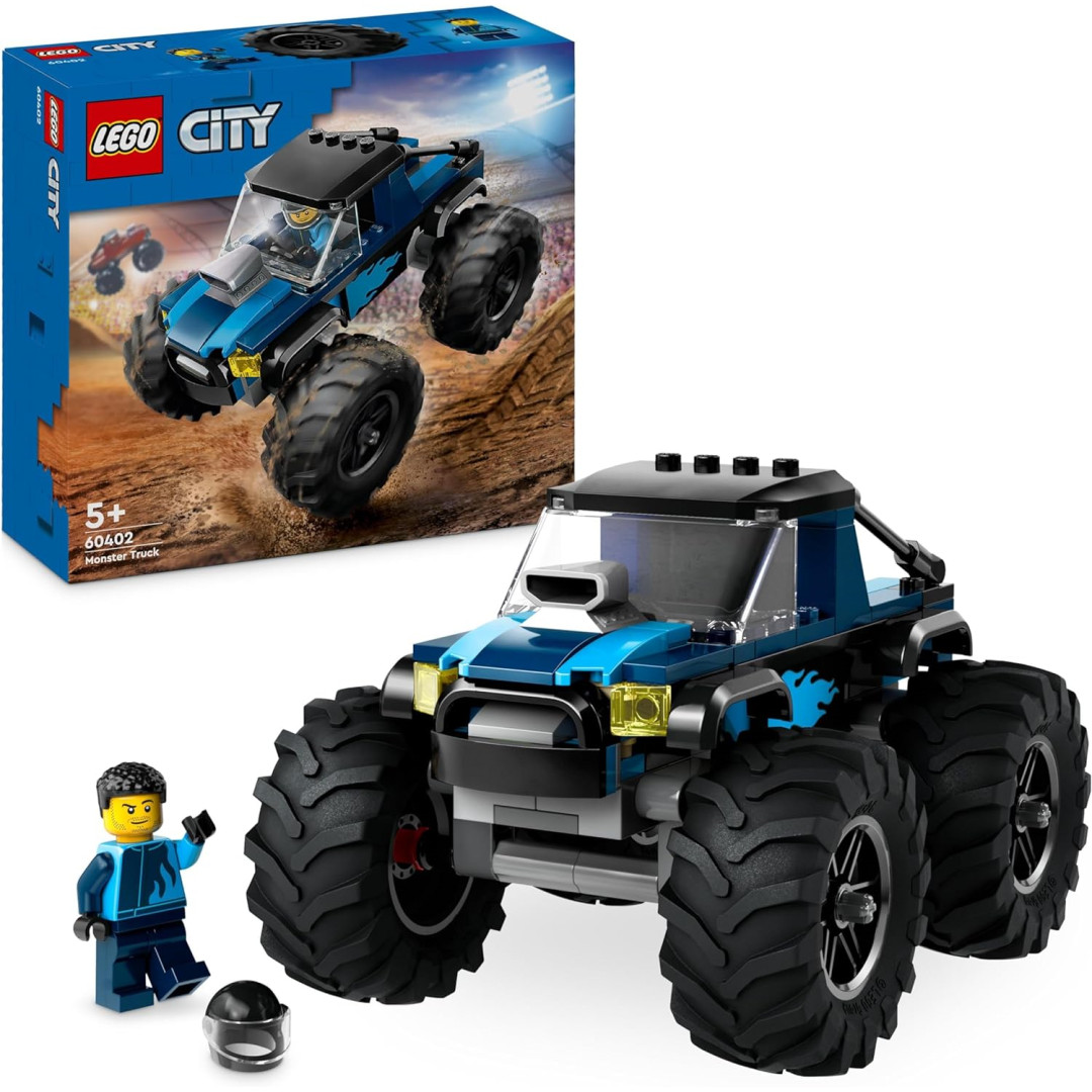 LEGO City 60402 Blue Monster Truck Toy Vehicle Set with a Driver Minifigure
