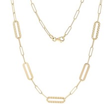 Italian 14k Yellow Gold Diamond Cut Paper Clip Chain Necklace 5.4mm 16.5" 4.8g