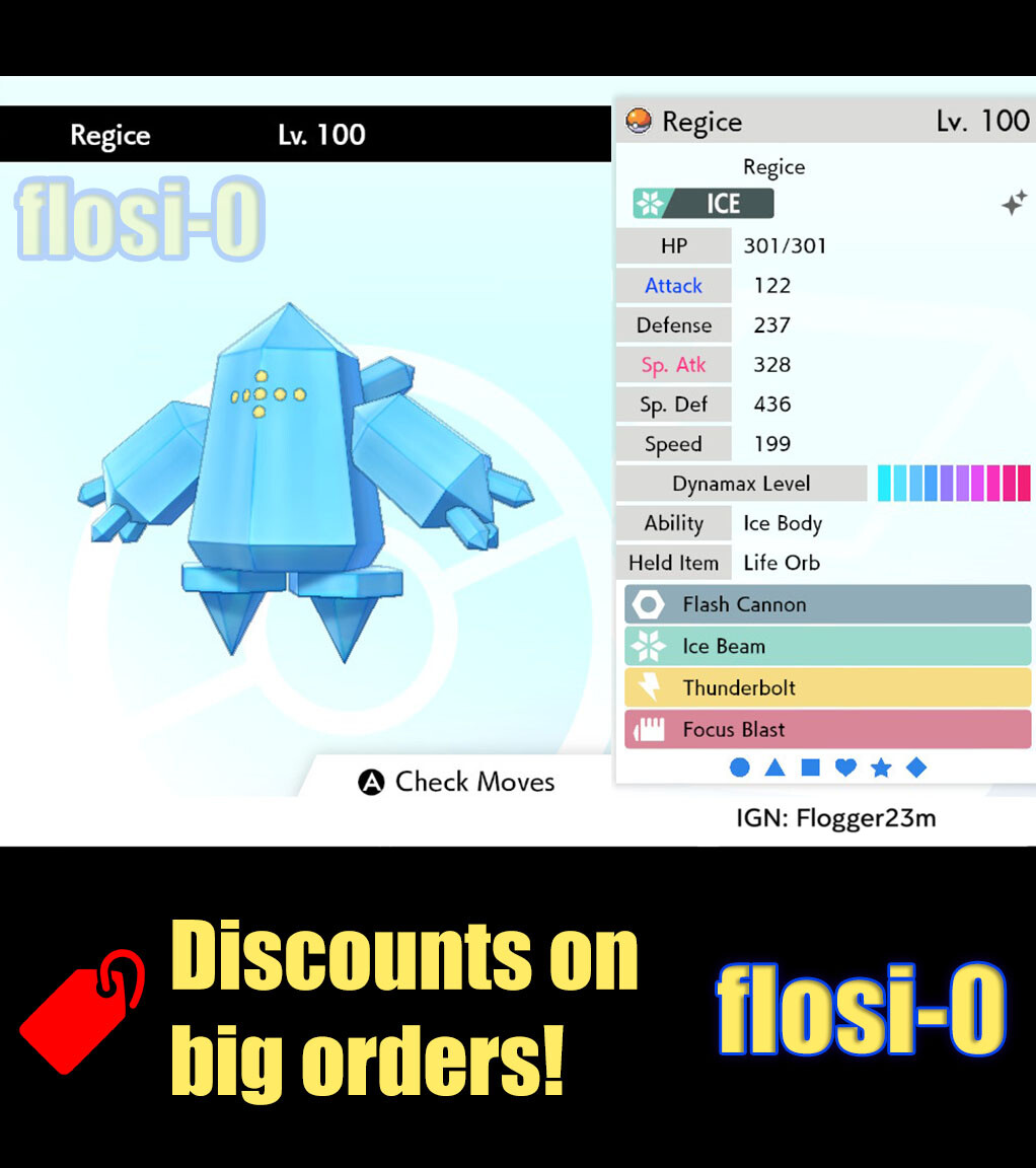 Pokemon Sword and Shield 6IV Shiny Regice Hidden Ability | eBay