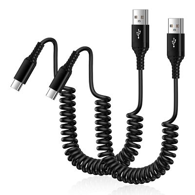 USB A to USB Type C Cable Fast Charger Cord for Car Android Auto 2Pack 3FT Short