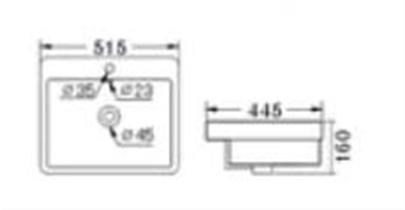 Basin Half Insert Above Counter Drop In Curved corner Basin 515*445*160