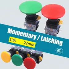 Push Button Switch Mushroom Head 40mm 60mm Momentary Latching Red 1NO 1NC / 2NO