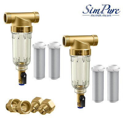2 Pack Spin Down Sediment Water Filter Whole House Water Pre-Filter System 40μm