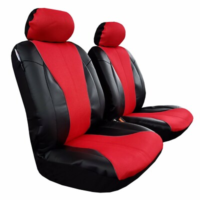 Front Seat Cover Mesh w/t Leatherette Red Black For Toyota Camry 2014