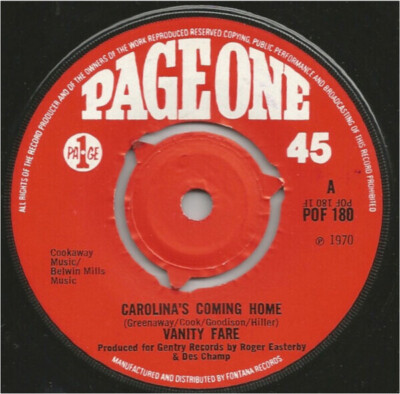 Vanity Fare Carolinas Comin Home Vinyl Single 7inch Page One