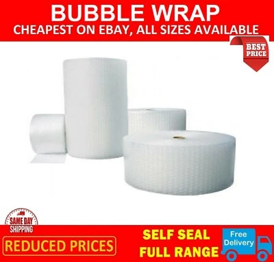 BUBBLE WRAP ROLLS SMALL & LARGE BUBBLE CHEAPEST 300 500 750mm 50m / 100m