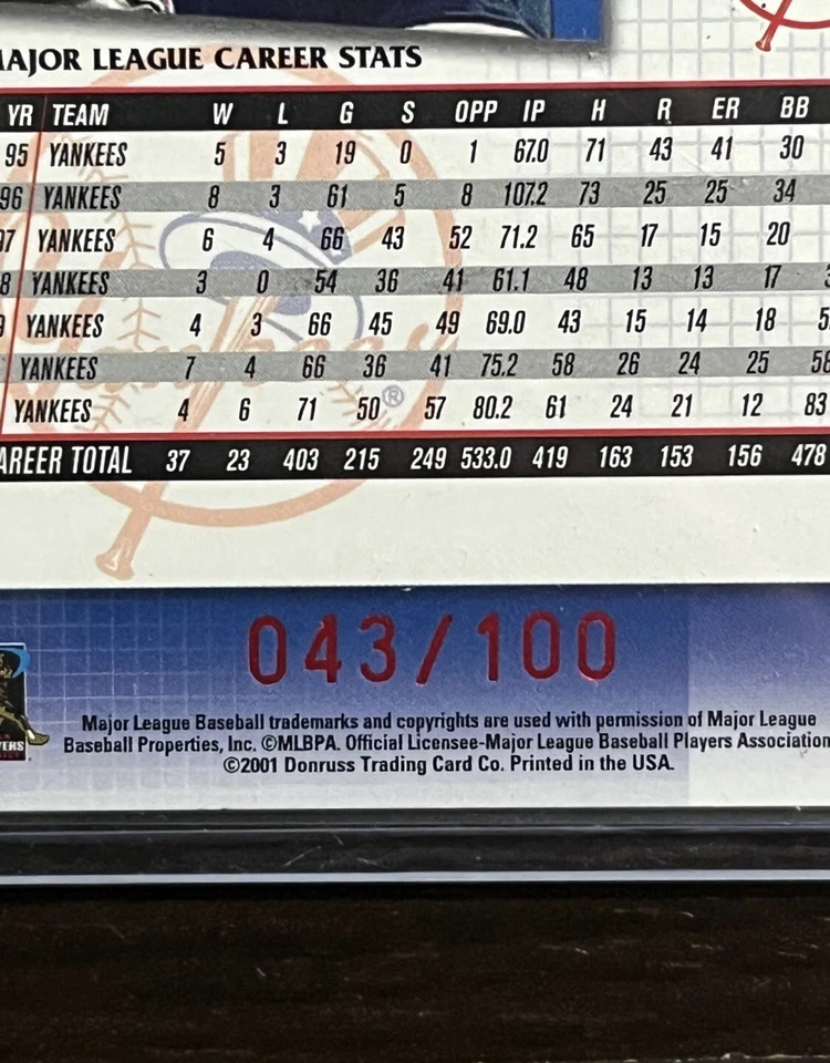 MARIANO RIVERA 2002 Donruss Best of Fan Club Spotlight #’d /100! Yankees - Image 3 of 3