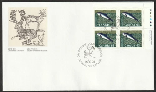 Canada #1176, Mammal, Harbour Porpoise, UR PB Official First Day Cover, FDC 1990