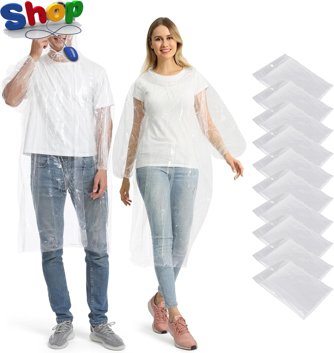 Disposable Rain Ponchos, 5/10 Pcs Emergency Raincoats Waterproof Ponchos Lightwe