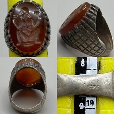 Unique Ancient Roman Agate intaglio beautiful Old silver Ring