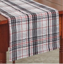 Table Runner 54  Farmhouse Festive Black Red Gray Plaid Christmas