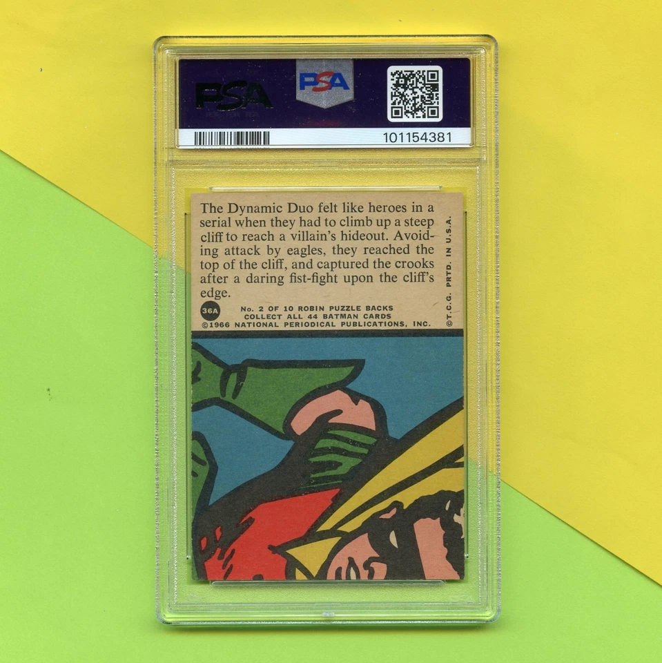 Original 1966 Topps Batman A Series Red Bat PSA 6 Trading Card #36A - Image 3 of 4