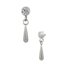 Teardrop Dangle Charm With Bezel Set Clear Gem Internally Threaded Labret