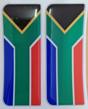 2x South Africa Full Flag - Gel Domed Number Plate Badges/Decals 107x42mm
