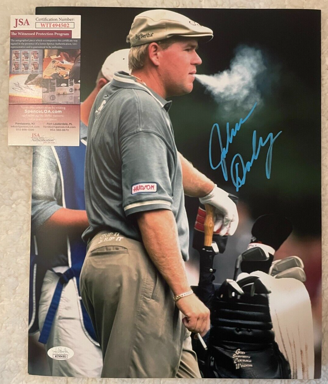 John Daly Autographed Signed 11x14 Blowing Smoke Photo w/JSA COA & Hologram- PGA 