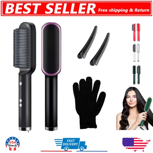Hair Straightener Comb Matte Black, Hair Straightener Brush