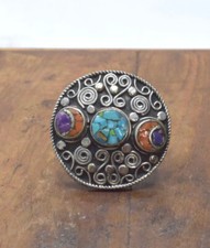 Tibetan Silver Coral Ring