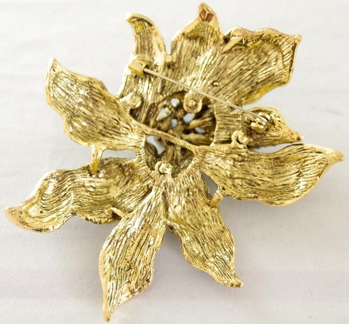 HUGE 3 5/8" 3D NWOT DESIGNER STYLE BLUE CRYSTAL RHINESTONE FLOWER BROOCH PIN - Picture 14 of 15