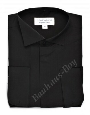 SCHWARZES HEMD VIKTORIANISCH SPREIZKRAGEN HOHE FLÜGEL KLEID ALLE GRÖSSEN FORMELL HOCHZEIT KILT
