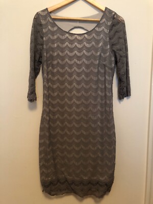 Free People Women's Tan Grey Lace Long Dress Large L Gray | eBay