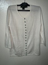 Shanghai Tang Cashmere Sweater Cardigan With Jade Buttons Women  s Size Medium