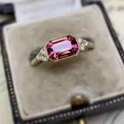 2Ct Emerald Cut Pink Tourmaline Solitaire Engagement Ring 925 Silver Gold Finish