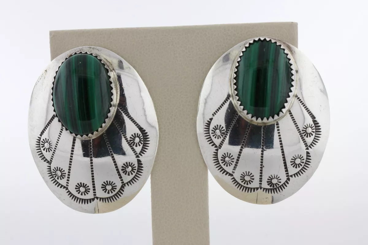 BB Benson Boyd Navajo Sterling Silver 925 Etch Design Malachite