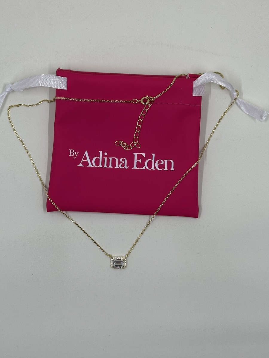 Eden Adina Jewelry NEW Adina Eden Pave Outlined Baguette Solitaire