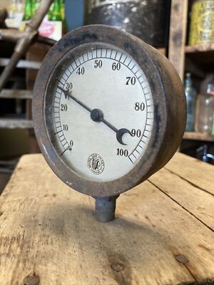 #ad Antique National Gauge 100Psi Vacuum Pressure Vintage La Crosse Wisconsin Indian $76.50