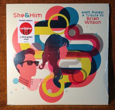 SHE & HIM MELT AWAY Olive Green Color Vinyl LP BRIAN WILSON Tribute NEW Sealed M