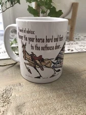 CERAMIC LEANIN' TREE BY WALLY "TIN STAR" VINTAGE 1994 COFFEE MUG, 3 3/4"TALL