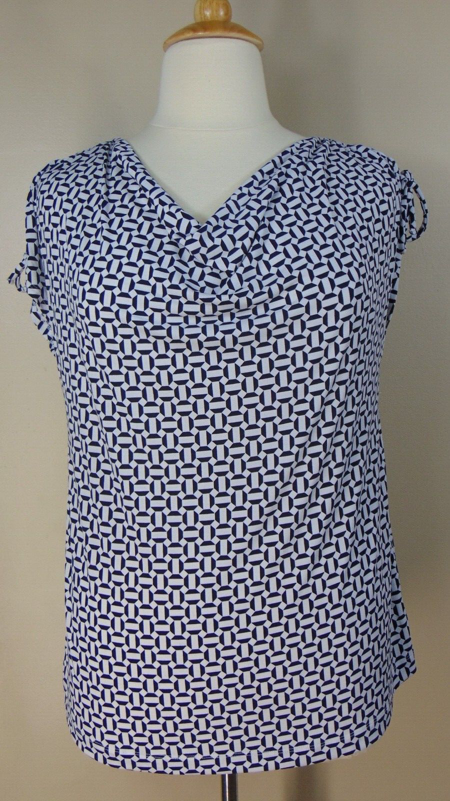 Lane Bryant Womens Black White Geometric Cowl Neck Blouse Size 14 16