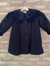 Young Gallery Wool Blend Navy Blue Pea Coat w/ Velvet Trim Girls Size 4