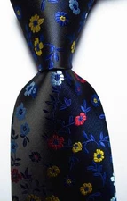New Classic Floral Blue Black Red Yellow JACQUARD WOVEN Silk Men's Tie Necktie