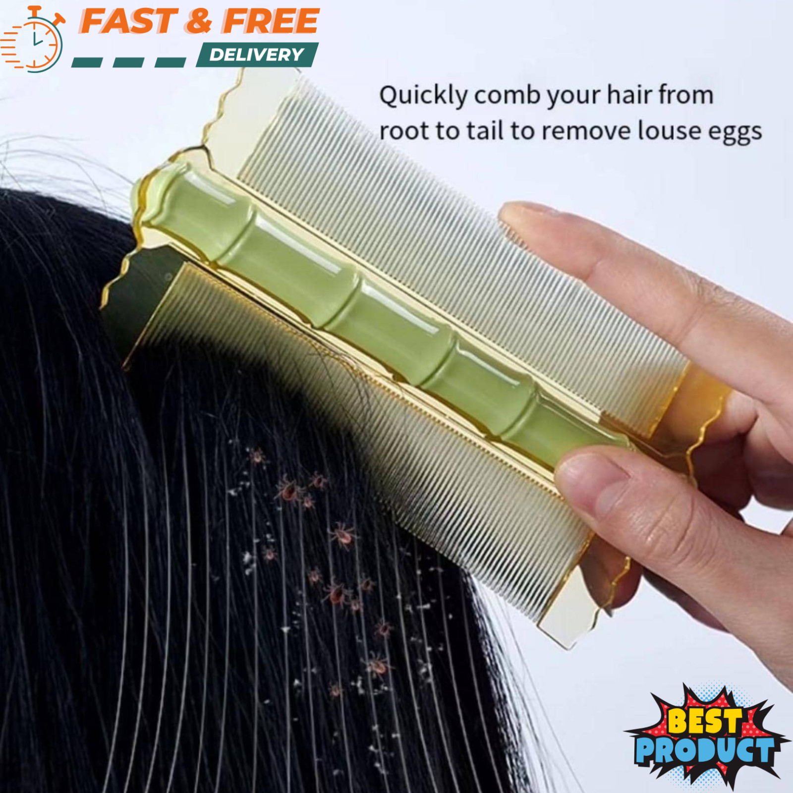 Double-Sided Comb Flea Comb Remove Dandruff Scalp Flake Hair Brush for Woman New