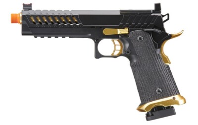 Lancer Tactical Knightshade Hi-Capa w/ Red Dot GBB Airsoft Pistol Black/Gold