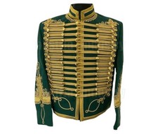 Men's Military Uniform Green Napoleonic Hussar Jacket Tunic Pelisse Jimi Hendrix